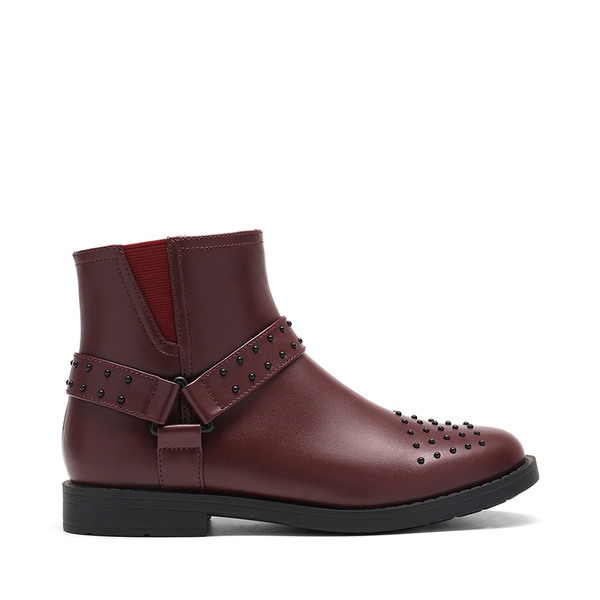 Kids Studded Detail Fashion Boots - RED WINE - 2